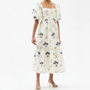 Self Portrait floral print taffeta midi dress